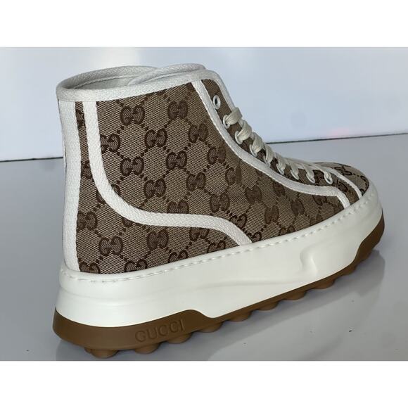 Gucci Men’s GG High Top Fabric Beige Sneakers 8.5 US (Gucci 8) 745999 IT NIB main image 5